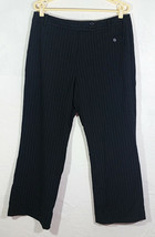 Larry Levine Womens Pants Size 16 Pinstripe Black Career Dress Trousers Evening - £8.03 GBP