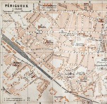 Map Perigueux Southern France Rare 1914 Lithograph WW1 Street Mini Sheet... - £31.78 GBP