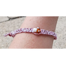 Handmade Brown Mushroom on  Brown Pink Adjustable  Hemp Bracelet  Stackable - £7.85 GBP