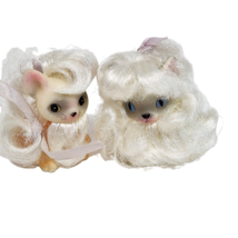 2 Vintage 2&quot; White Vinyl Puppy Dog W/ White Hair Toy Figures Made In China - £18.68 GBP