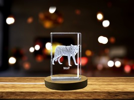 LED Base included | Wild Spirit | Wolf Design | 3D Engraved Crystal Keepsake - £32.47 GBP+