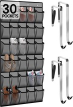 30 Compartment Breathable Mesh Pocket Over The Door Hanging Shoe, Gray - $33.99