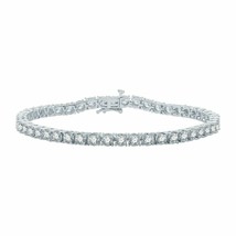 7.50 CT 3mm Lab-Created Moissanite 14k White Gold Plated Tennis Bracelet... - £287.99 GBP