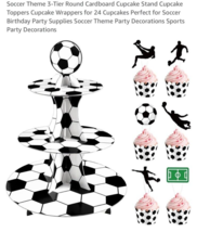 Set Of 3 Disposable Soccer,  3 Tier  Cupcake Stand - $17.70