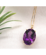 14k Yellow Gold 15.38 Carat Oval Cut Genuine Natural Amethyst Pendant (#... - €879,50 EUR