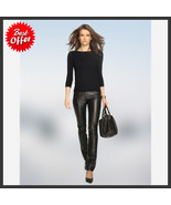 Women&#39;s Leather Pants Genuine Lambskin Leather Party Skinny Legging Trou... - $161.21 CAD