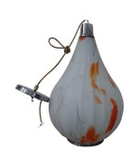 vintage art Glass  glass and chrome pendant lamp. orange and white - £198.65 GBP