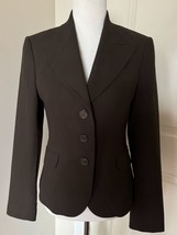 Michael Kors Chocolate Brown Fitted Blazer Jacket Made in Italy SZ 4 - £146.56 GBP