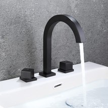 Bathroom Sink Faucets With Three Holes, Two Handles, And An 8-Inch Matte Black - £71.58 GBP