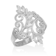 925 Sterling Silver Filigree Diamond Cut Ring - Any/All Sizes Made in USA - £38.50 GBP