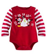 New Disney Store Christmas Holiday Mickey/Minnie Bodysuit Sz 0-3 Mos - £11.49 GBP