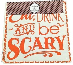 New Halloween Placemats Set of 4 Eat Drink And Be Scary 15&quot; x 15&quot; Orange Square - $24.74