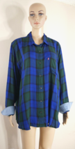 Levis Blue Green Plaid Long Sleeve Boyfriend Fit Button Front Shirt Wome... - £30.00 GBP