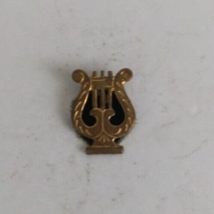 Tiny Gold Tone Harp Lapel Hat Pin - £4.96 GBP