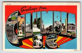 Greetings From Columbia South Carolina Large Big Letter Linen Postcard U... - $8.08