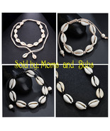 Cowrie Shell Choker Necklace Bracelet Set Gift Women Fashion Jewelry Bea... - $114.99 MXN+