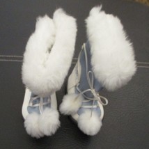 American Girl Blue &amp; White Furry Boots with Pom Poms - $14.84