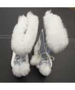 American Girl Blue &amp; White Furry Boots with Pom Poms - £11.65 GBP