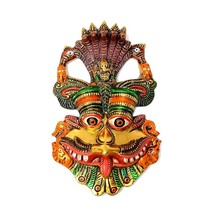 Metal Multicolor Narsingh Face Wall Hanging Metal Mahakal Face Mask 4x5.5 Inch - £15.12 GBP