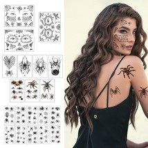 Halloween Spider Face Temporary Tattoos 141 Patterns 20 Sheets Halloween Realist - £16.84 GBP