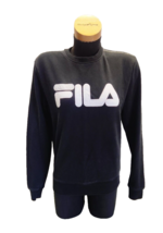 Fila Sweater Small Black Unisex Crewneck Long Sleeve Large Font Logo - $22.43