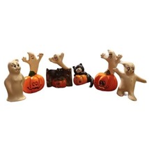 6 Vtg Halloween Ceramic Ghosts Pumpkins Black Cat Figurines Decor MCM 2-5&quot; READ - £30.86 GBP