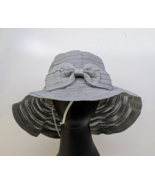 Gray Bow-Accent Bucket Hat Wide Brim Floppy Beach Summer Sun Hat w/ Chin... - $499.35 MXN