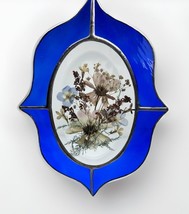 Stained Glass Beveled Dried Flower Suncatcher Signed San Francisco Glori... - $48.43