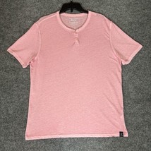 Lucky Brand Venice Burnout Shirt Mens Large Pink Solid Short Sleeve Henl... - $18.27