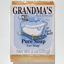 Grandma&#39;s Pure &amp; Natural Lye Soap 6 oz bar Soothes Dry Skin No Fragrance - £6.69 GBP