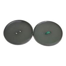 Lot 2 Big Buttons Vintage Dark Green Iridescent 33 mm Diameter 2 Hole Flat - $4.25