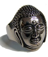 BUDDHA HEAD STAINLESS STEEL RING size 12 - S-540 biker  MENS womens reli... - €6,53 EUR