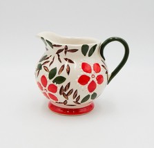 Dutch Wax Coastline Imports Red Green Floral Creamer Embossed Hand-Painted - £11.79 GBP