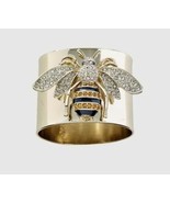 Handcrafted ~ Size 10 ~ Gold Plated ~ Bumble Bee ~ Wide Band Ring - $363.95 MXN