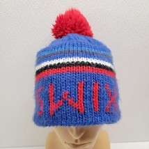 Swix Knit Pom Beanie Winter Ski Hat Blue Red White - £15.51 GBP