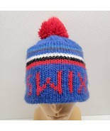 Swix Knit Pom Beanie Winter Ski Hat Blue Red White - £15.45 GBP