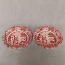 Spode Italian Cranberry Ascot Coupe Cereal Bowls 2 8.125&quot; C1816 - £24.74 GBP