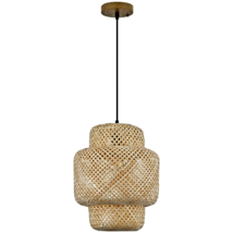 Bamboo Woven Pendant Light for Dining / Living Room / Kitchen 15.7&quot; - Op... - $32.66