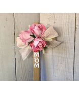 Pink Roses MOM Cemetery Cross, Memorial Flowers for Mom - $26.00