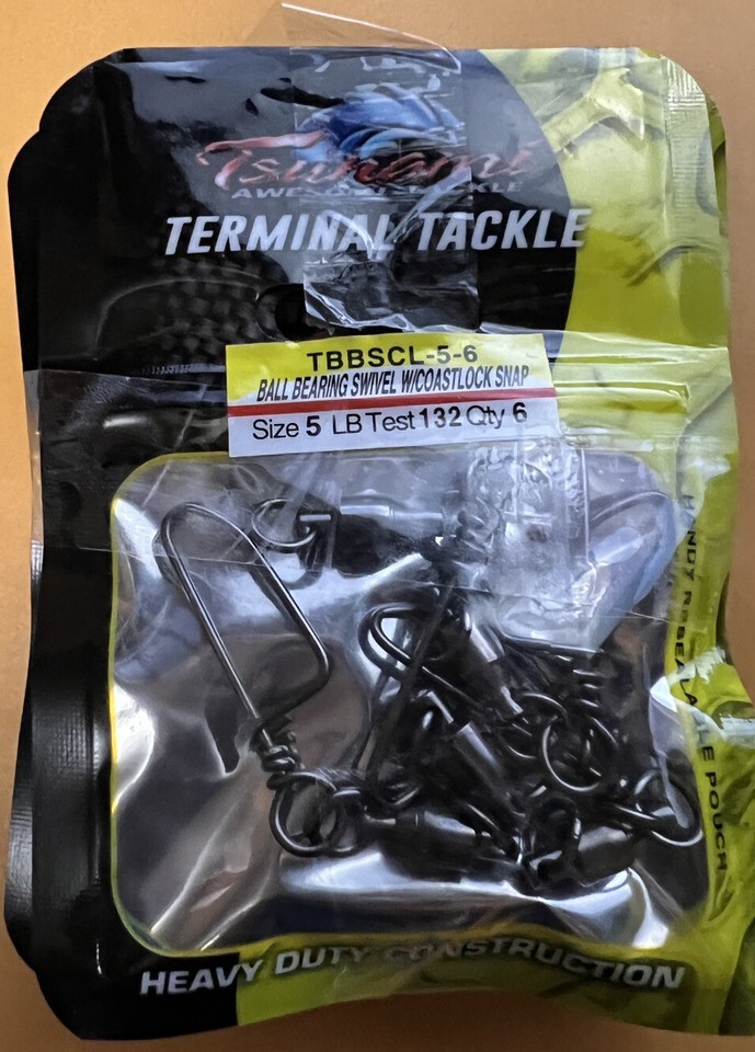 2 pack 6ea Tsunami Size 5 Lb Test 123 strong Swivel WCoastlock terminal ... - $16.99