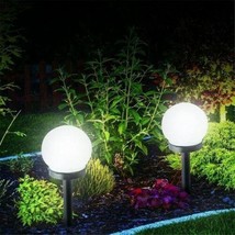 2 White LED Solar Power Ball Garden Lights Automatic Night Light Duration 6 Hrs - £14.77 GBP