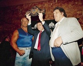 Donald Trump Hulk Hogan &amp; Andre The Giant 8X10 Photo Wrestling Picture With Belt - £3.93 GBP