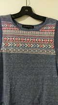 Derek Heart Girl hi/low Blue crochet lace cotton blend crew neck shirt M     055 - £5.89 GBP