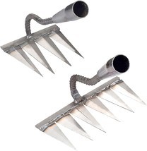 2 PCS Carbon Garden Hand Rake Tool Metal Heavy Duty Weeding Rake 4 &amp; 6 T... - $856.45 MXN