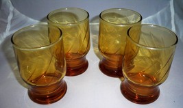 Vintage Set of Four Amber Juice / Rocks Glasses - $14.96