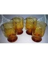 Vintage Set of Four Amber Juice / Rocks Glasses - £11.95 GBP