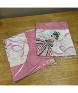 Vintage Southern Belle Dancing Girl Floral Pink Cottage (2) Shams NOS Ru... - $903.30 MXN
