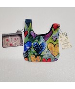 Stretch Velvet Twistlet Wristlet Reversible Multicolor Hearts &amp; Navy Blue - $562.54 MXN