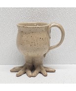 Whimsical Bird Foot Tail Brown Tan Stoneware Mug Pottery - $45.91 CAD
