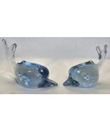 Pair Art Glass Blue Dolphins River Ganges Ocean Clear  - €15,27 EUR